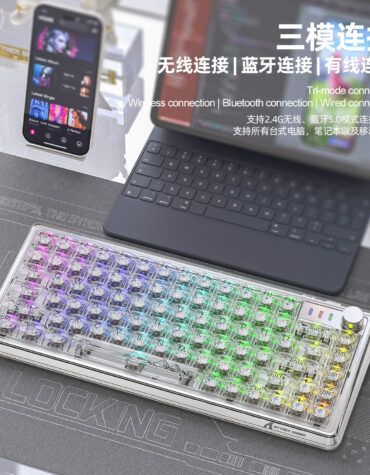 DIY Hardware Lab K75 Transparent RGB Wireless Mechanical Keyboard 82 Keys Gasket Mount Hot-Swappable Gaming Keyboard DIY Hardware Lab K75 Transparent RGB Wireless Mechanical Keyboard 82 Keys Gasket Mount Hot-Swappable Gaming Keyboard
