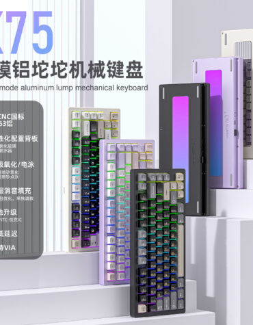 DIY Hardware Lab X75 Full CNC Aluminum Custom Keyboard Wireless Bluetooth Mechanical Keyboard with Crystal Linear Switches RGB DIY Hardware Lab X75 Full CNC Aluminum Custom Keyboard Wireless Bluetooth Mechanical Keyboard with Crystal Linear Switches RGB