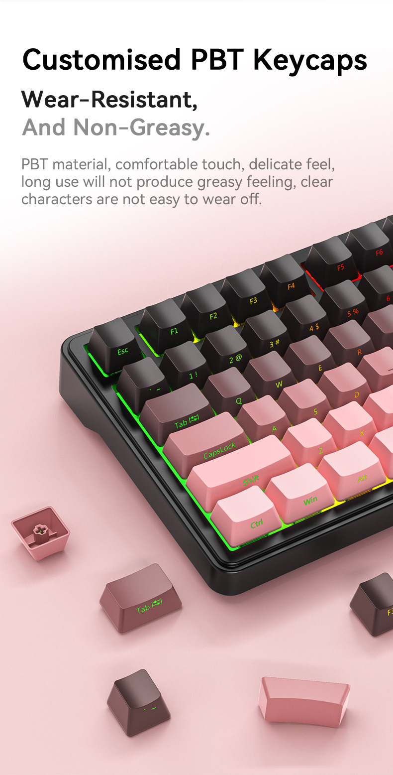 DIY Hardware Lab X85 Mechanical Keyboard Three-Mode Wireless (Bluetooth/2.4G/Wired) Gasket Mount RGB Backlit Gaming Keyboard with Side-Printed Keycaps – Image 12 DIY Hardware Lab X85 Mechanical Keyboard Three-Mode Wireless (Bluetooth/2.4G/Wired) Gasket Mount RGB Backlit Gaming Keyboard with Side-Printed Keycaps – Image 12