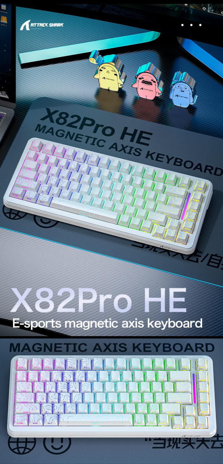  DIY Hardware Lab X82 PRO HE Wireless Tri-Mode RGB Hall Effect Gaming Keyboard 82-Key with Adjustable Actuation & Rapid Trigger for PC Mac – Image 12 DIY Hardware Lab X82 PRO HE Wireless Tri-Mode RGB Hall Effect Gaming Keyboard 82-Key with Adjustable Actuation & Rapid Trigger for PC Mac – Image 12