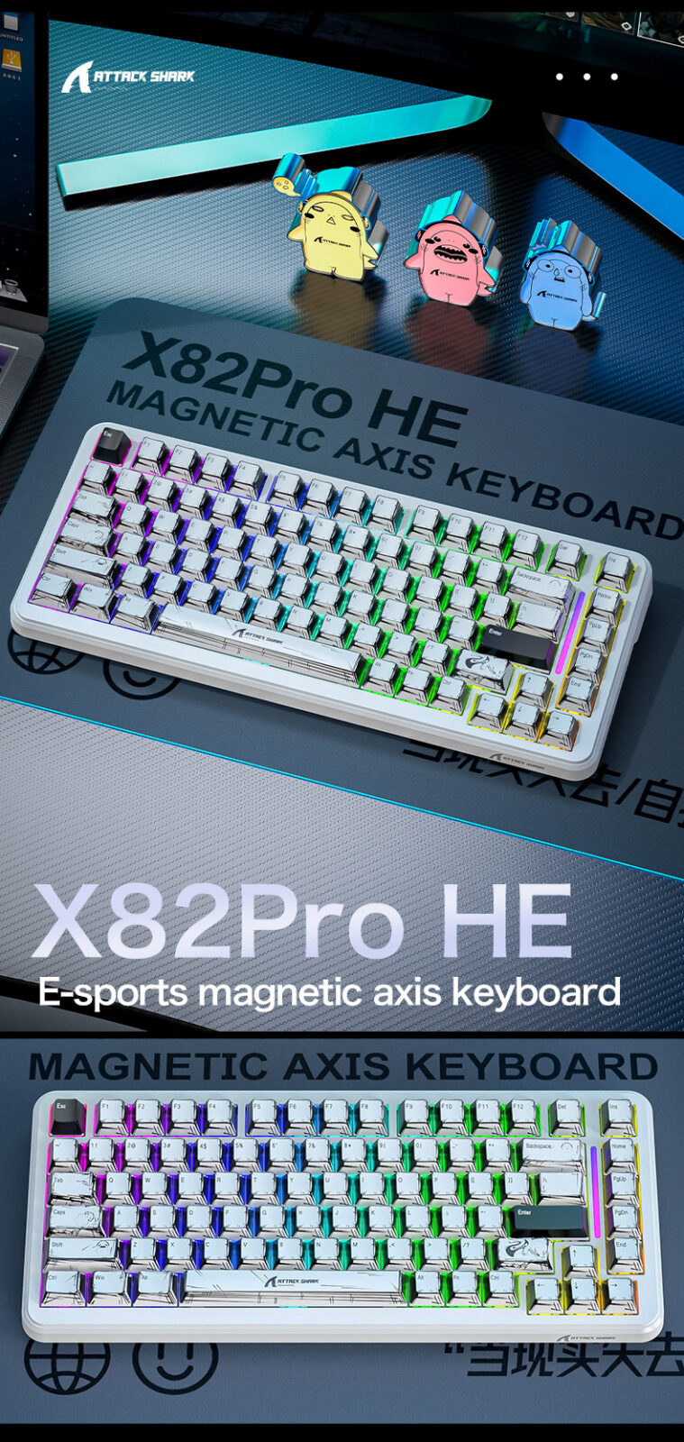  DIY Hardware Lab X82 PRO HE Wireless Tri-Mode RGB Hall Effect Gaming Keyboard 82-Key with Adjustable Actuation & Rapid Trigger for PC Mac – Image 14 DIY Hardware Lab X82 PRO HE Wireless Tri-Mode RGB Hall Effect Gaming Keyboard 82-Key with Adjustable Actuation & Rapid Trigger for PC Mac – Image 14