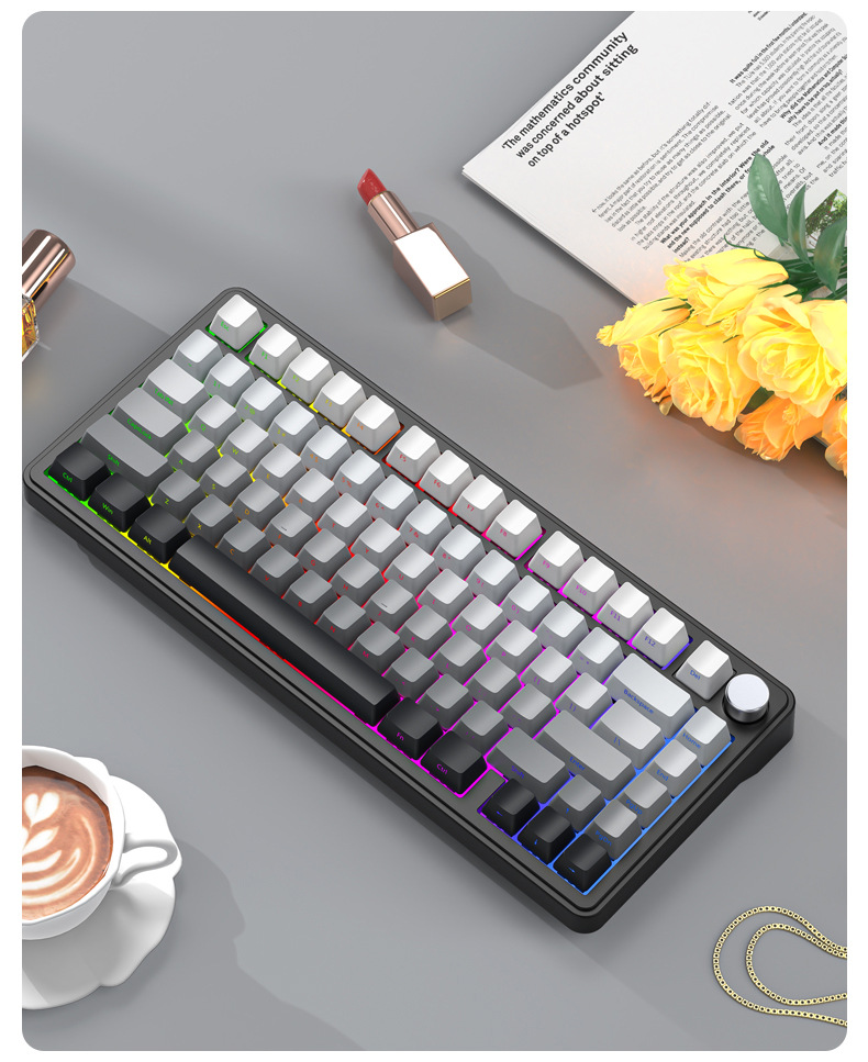 DIY Hardware Lab X85 Mechanical Keyboard Three-Mode Wireless (Bluetooth/2.4G/Wired) Gasket Mount RGB Backlit Gaming Keyboard with Side-Printed Keycaps – Image 17 DIY Hardware Lab X85 Mechanical Keyboard Three-Mode Wireless (Bluetooth/2.4G/Wired) Gasket Mount RGB Backlit Gaming Keyboard with Side-Printed Keycaps – Image 17