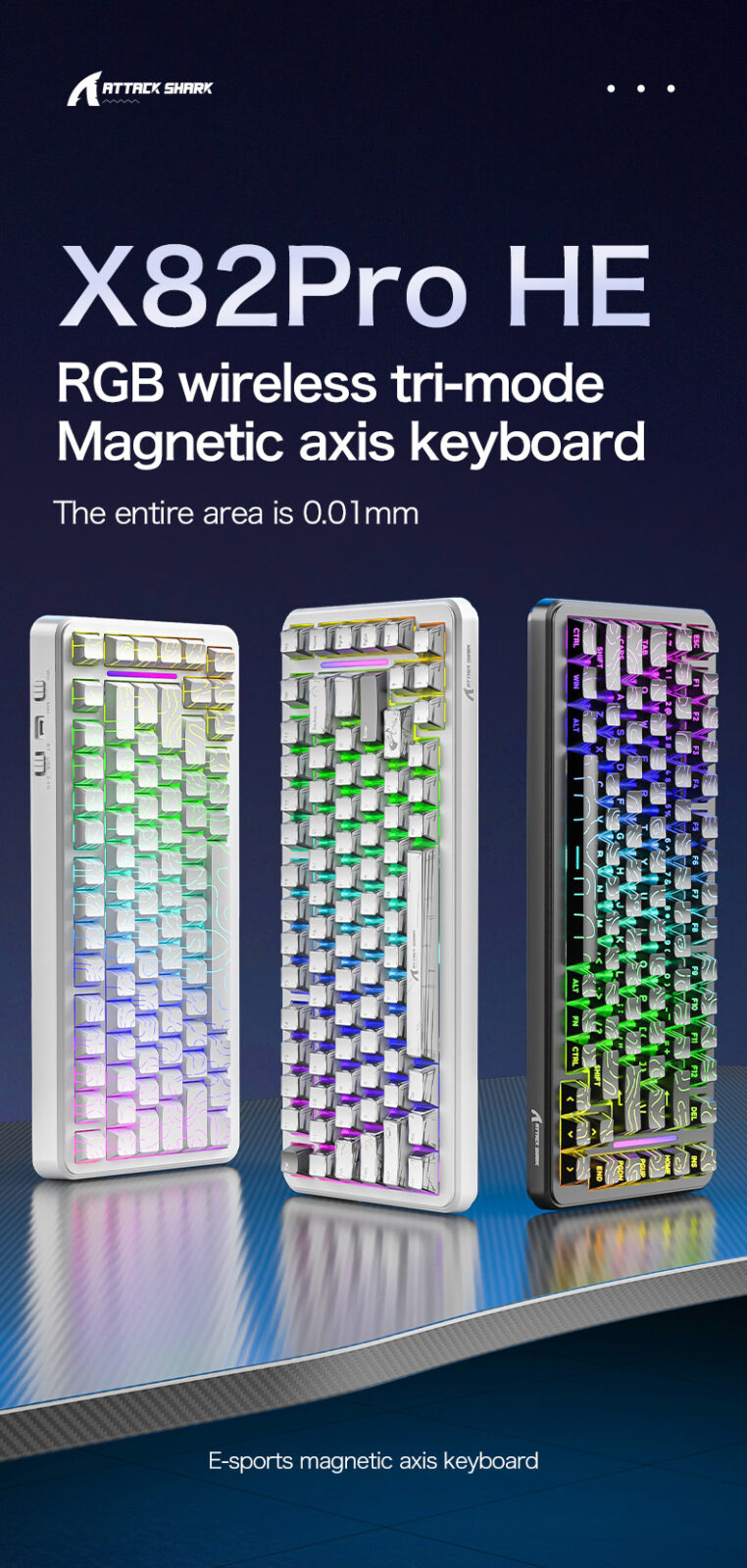  DIY Hardware Lab X82 PRO HE Wireless Tri-Mode RGB Hall Effect Gaming Keyboard 82-Key with Adjustable Actuation & Rapid Trigger for PC Mac – Image 1 DIY Hardware Lab X82 PRO HE Wireless Tri-Mode RGB Hall Effect Gaming Keyboard 82-Key with Adjustable Actuation & Rapid Trigger for PC Mac – Image 1